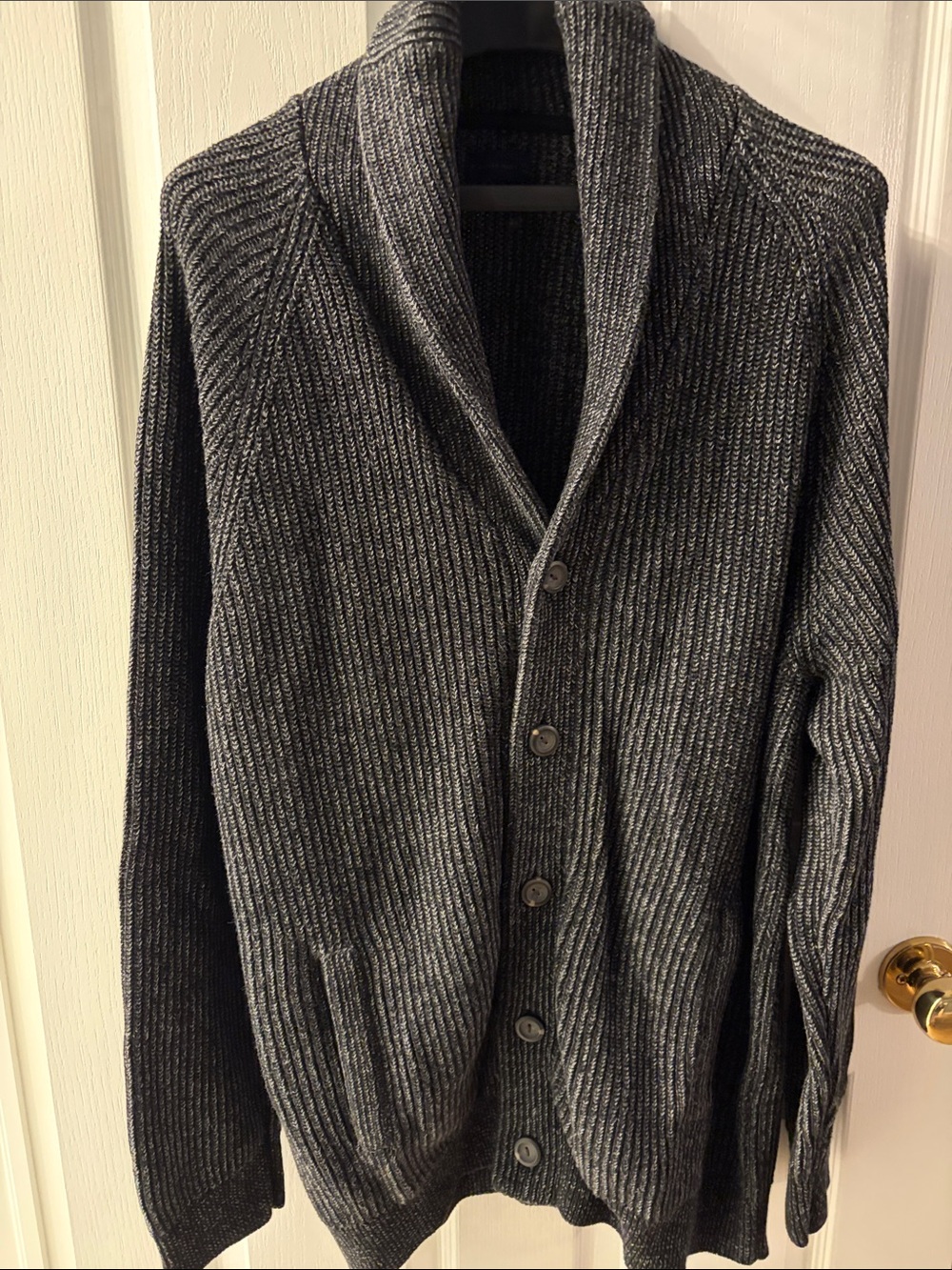Denver Hayes Men's Shawl Collar Cardigan - Charcoal Gray